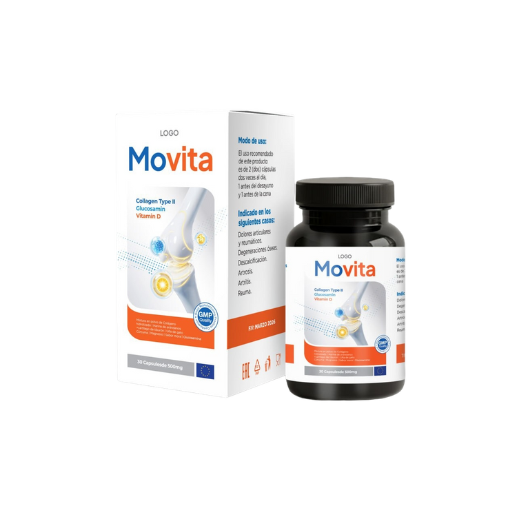 Movita — Cápsulas para articulaciones con Colágeno Tipo II, Glucosamina y Vitamina D